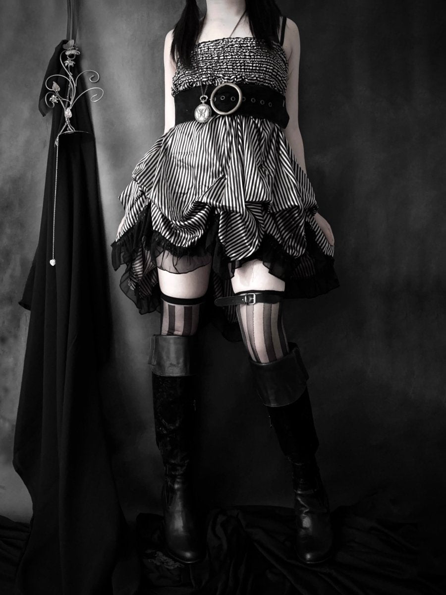 Dollhouse Striped Dress - MIDNIGHT FAE