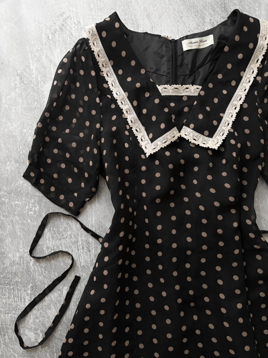 Dove Polkadot Dress - MIDNIGHT FAE