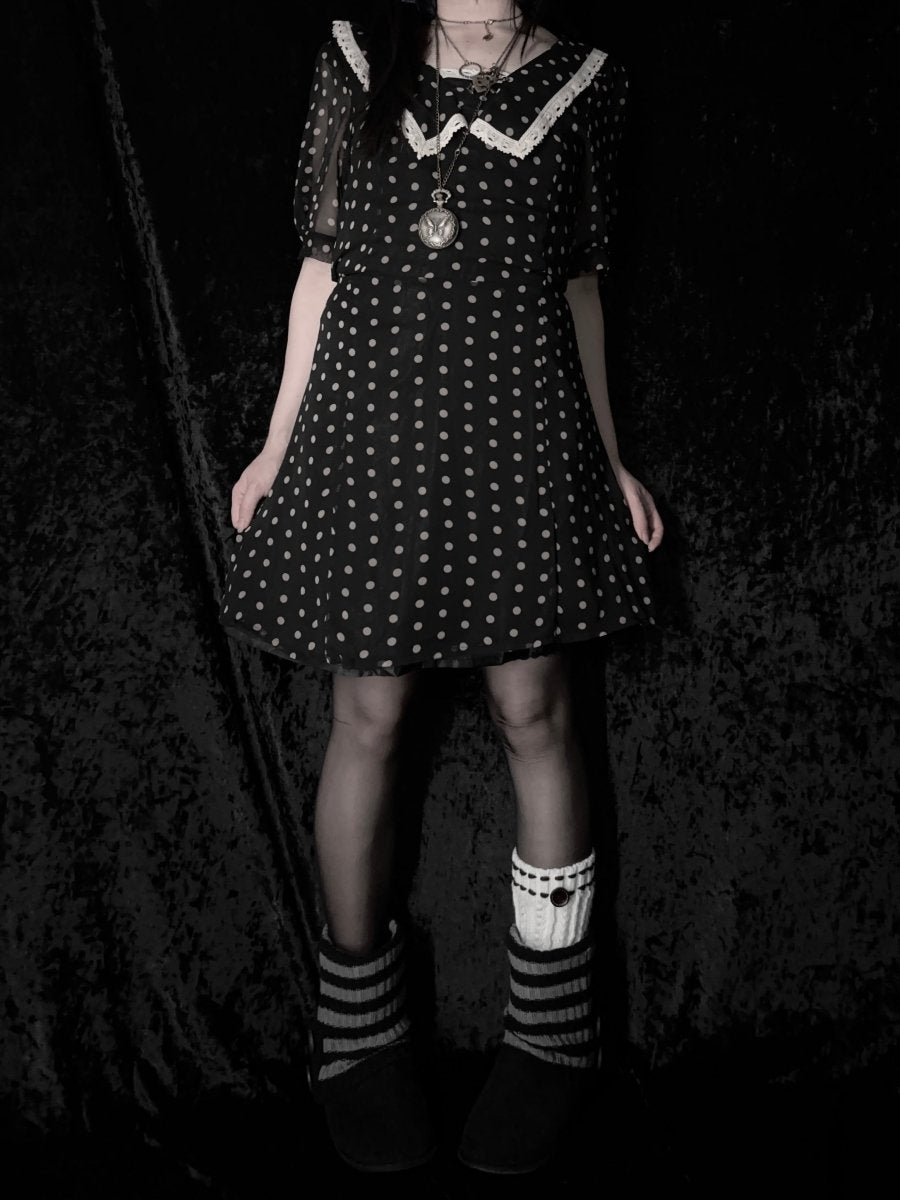 Dove Polkadot Dress - MIDNIGHT FAE