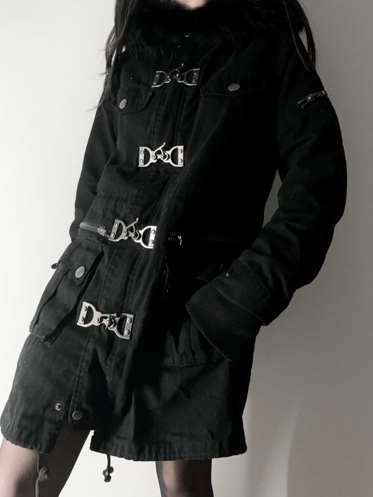 Egoist Metal Clasp Coat - MIDNIGHT FAE