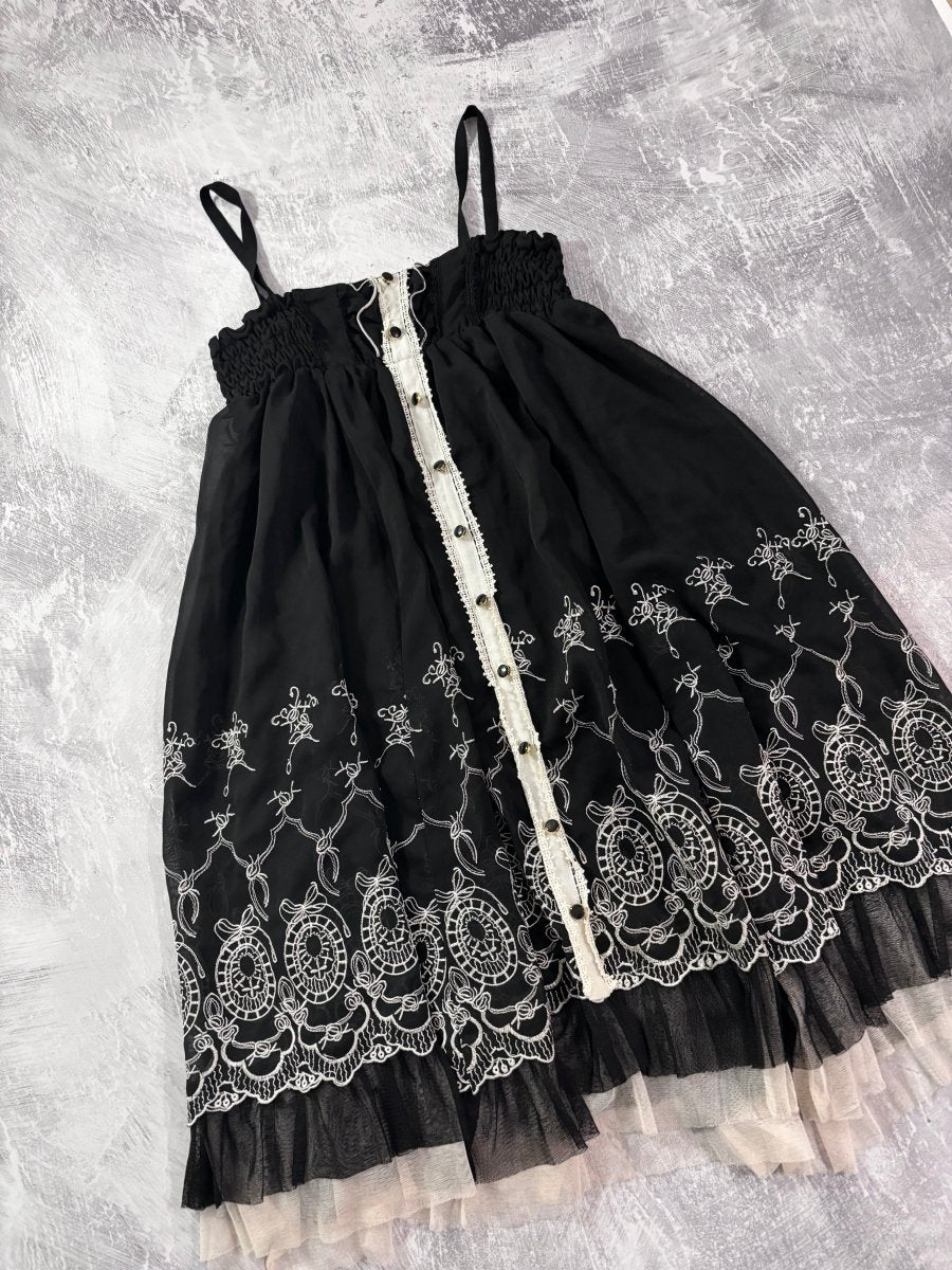 Embroidered Babydoll Dress - MIDNIGHT FAE