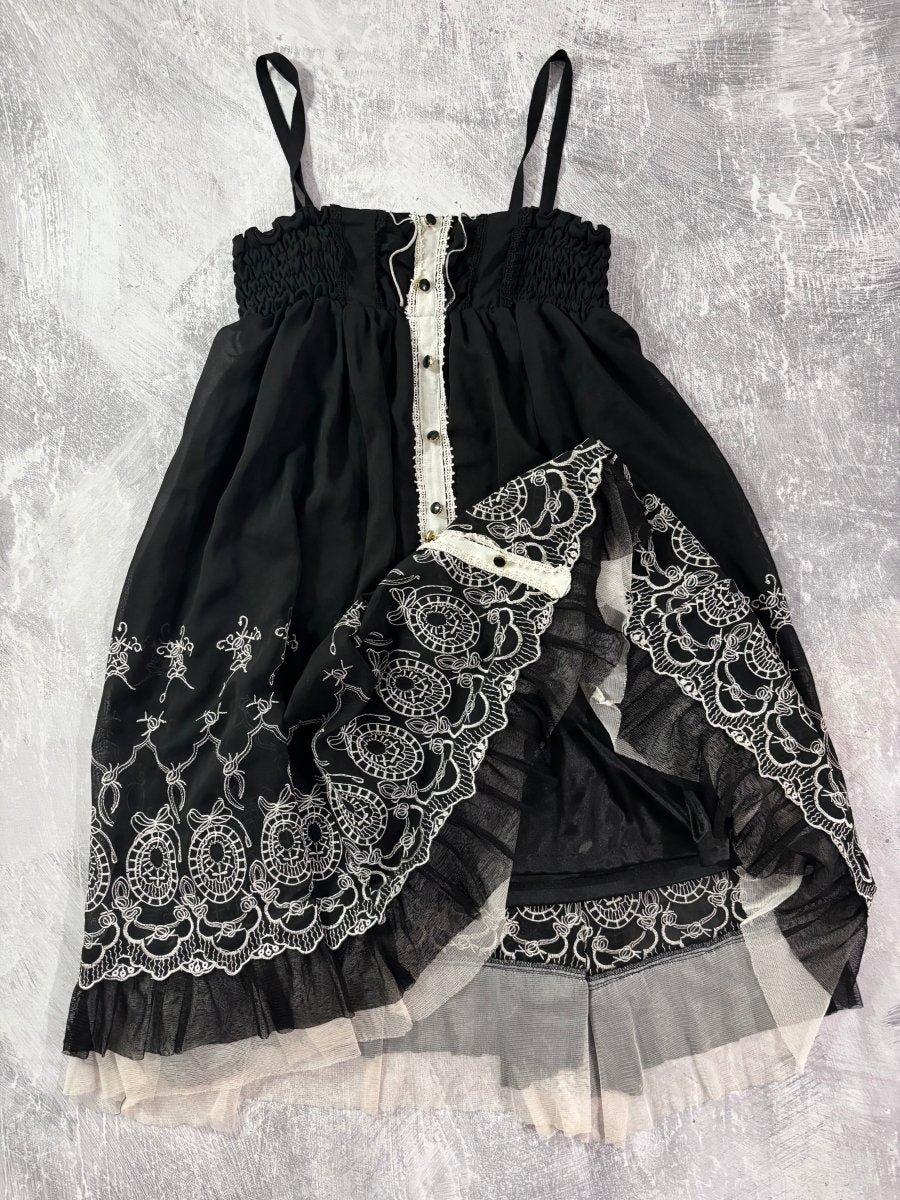 Embroidered Babydoll Dress - MIDNIGHT FAE