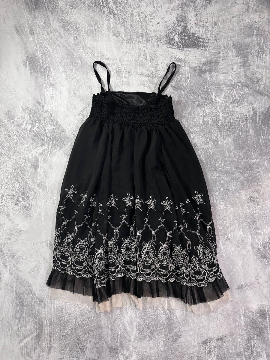 Embroidered Babydoll Dress - MIDNIGHT FAE