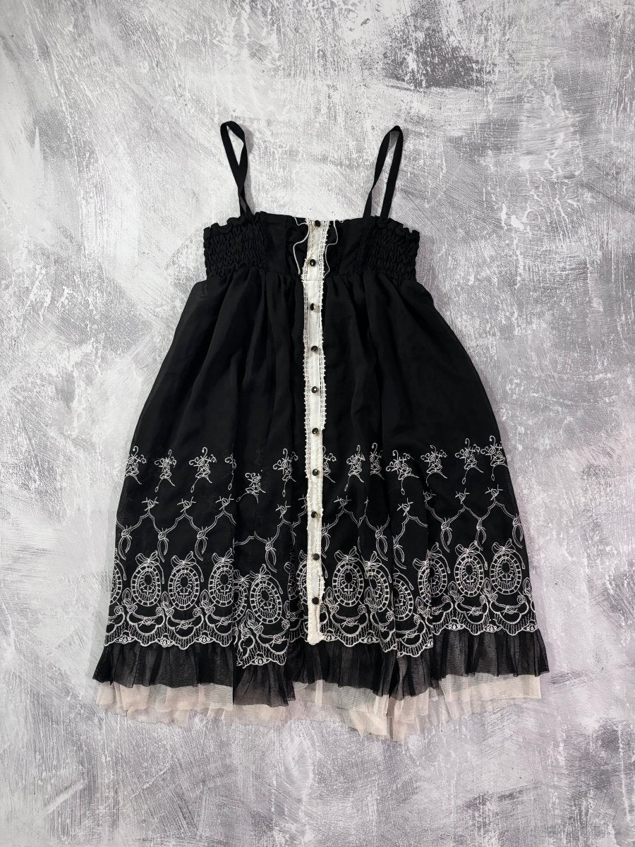 Embroidered Babydoll Dress - MIDNIGHT FAE