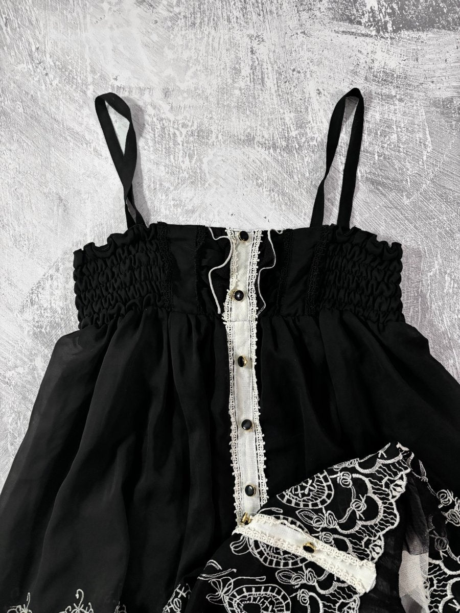 Embroidered Babydoll Dress - MIDNIGHT FAE