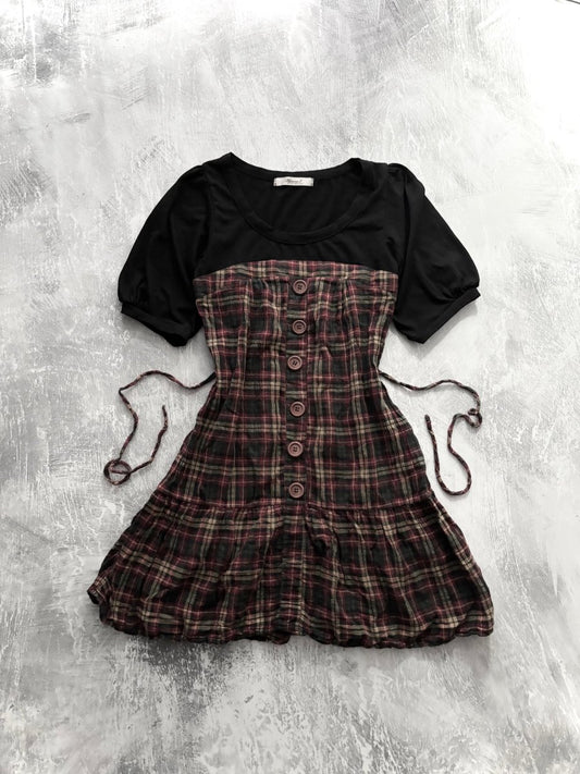 Firefly Plaid Dress - MIDNIGHT FAE