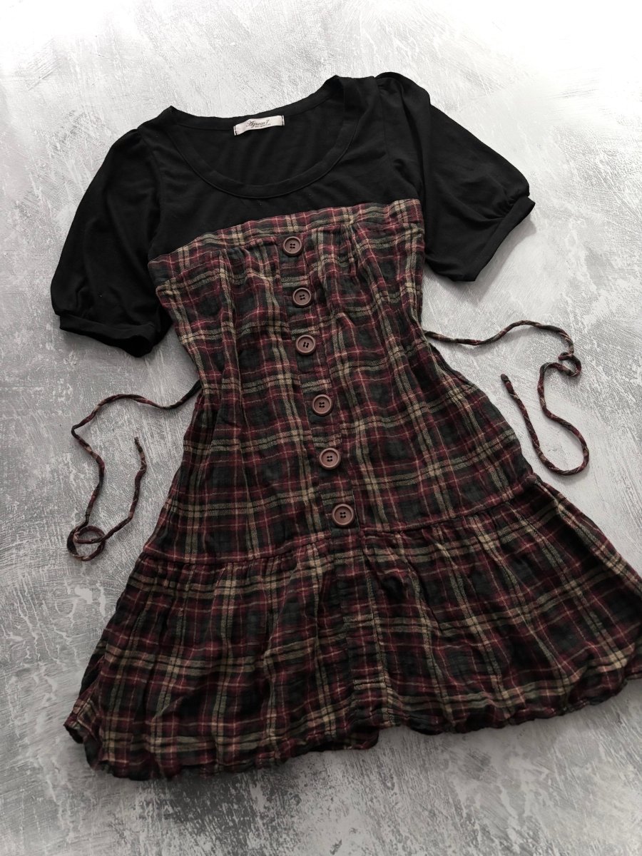 Firefly Plaid Dress - MIDNIGHT FAE