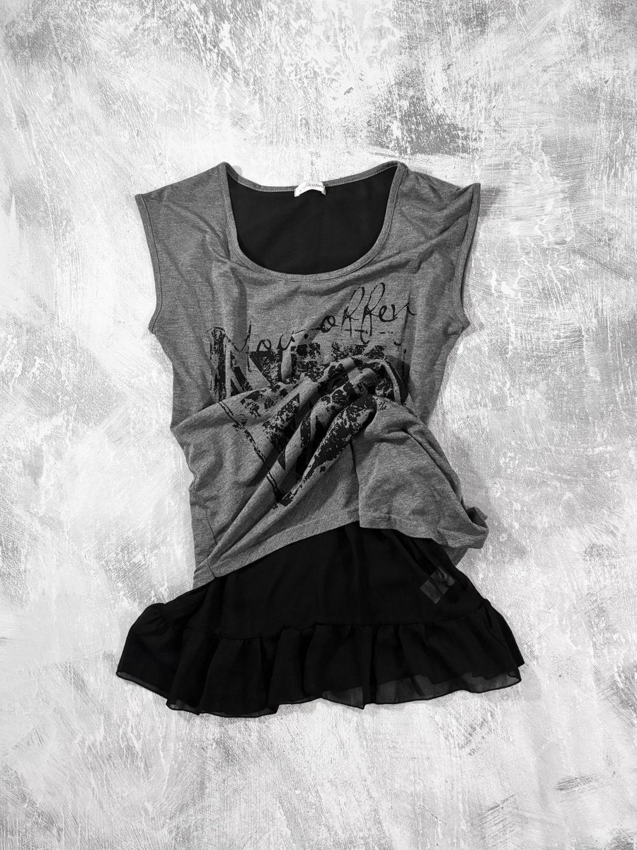 Flag Print T-Shirt - MIDNIGHT FAE