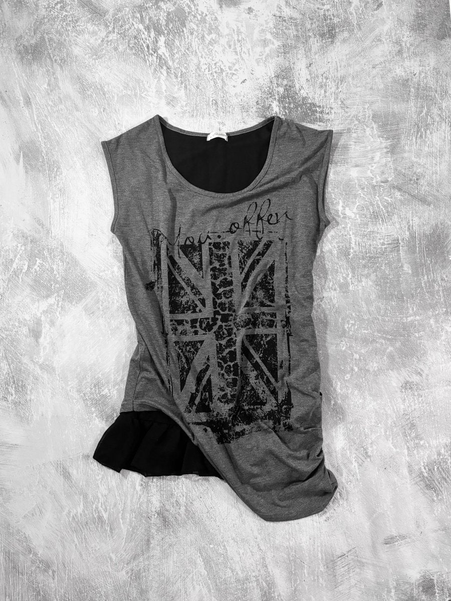 Flag Print T-Shirt - MIDNIGHT FAE