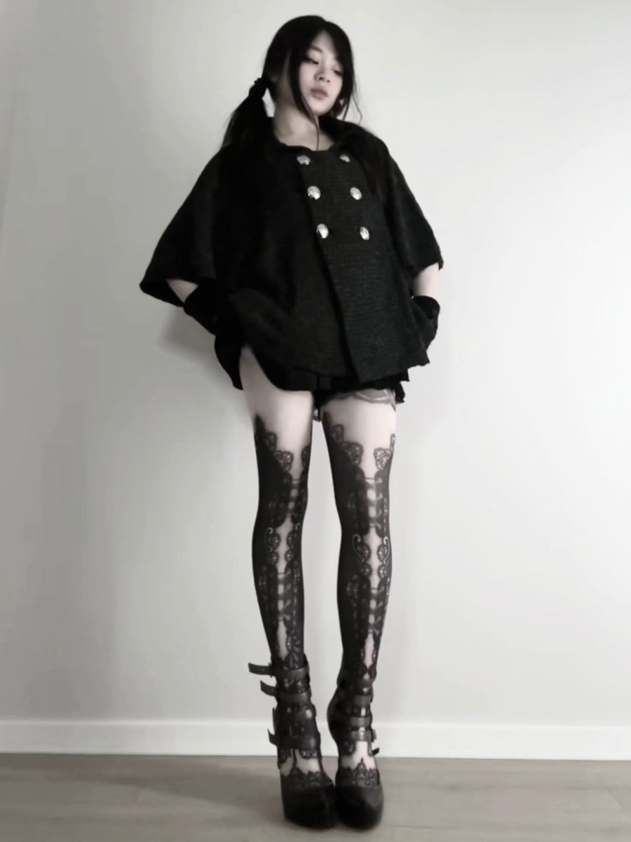 Fossil Knit Poncho - MIDNIGHT FAE