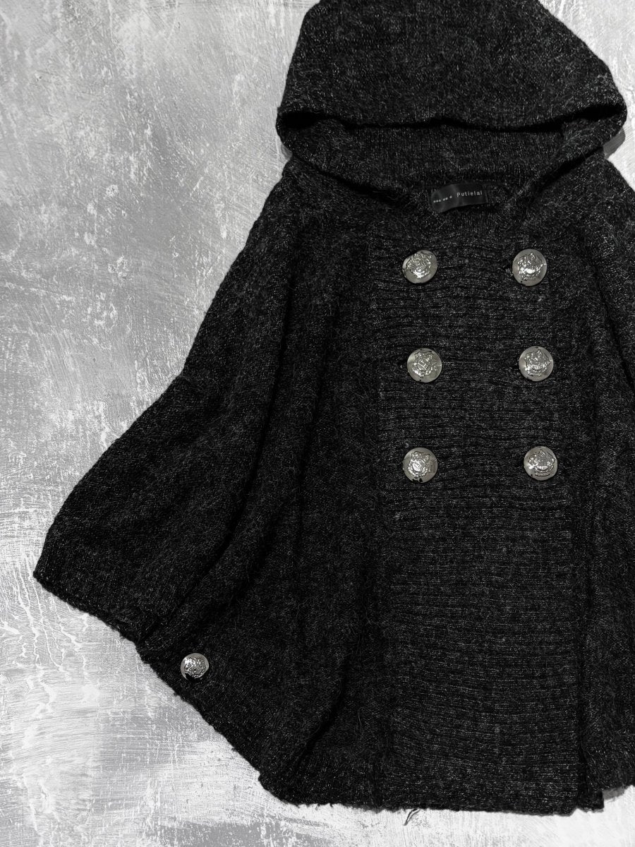 Fossil Knit Poncho - MIDNIGHT FAE