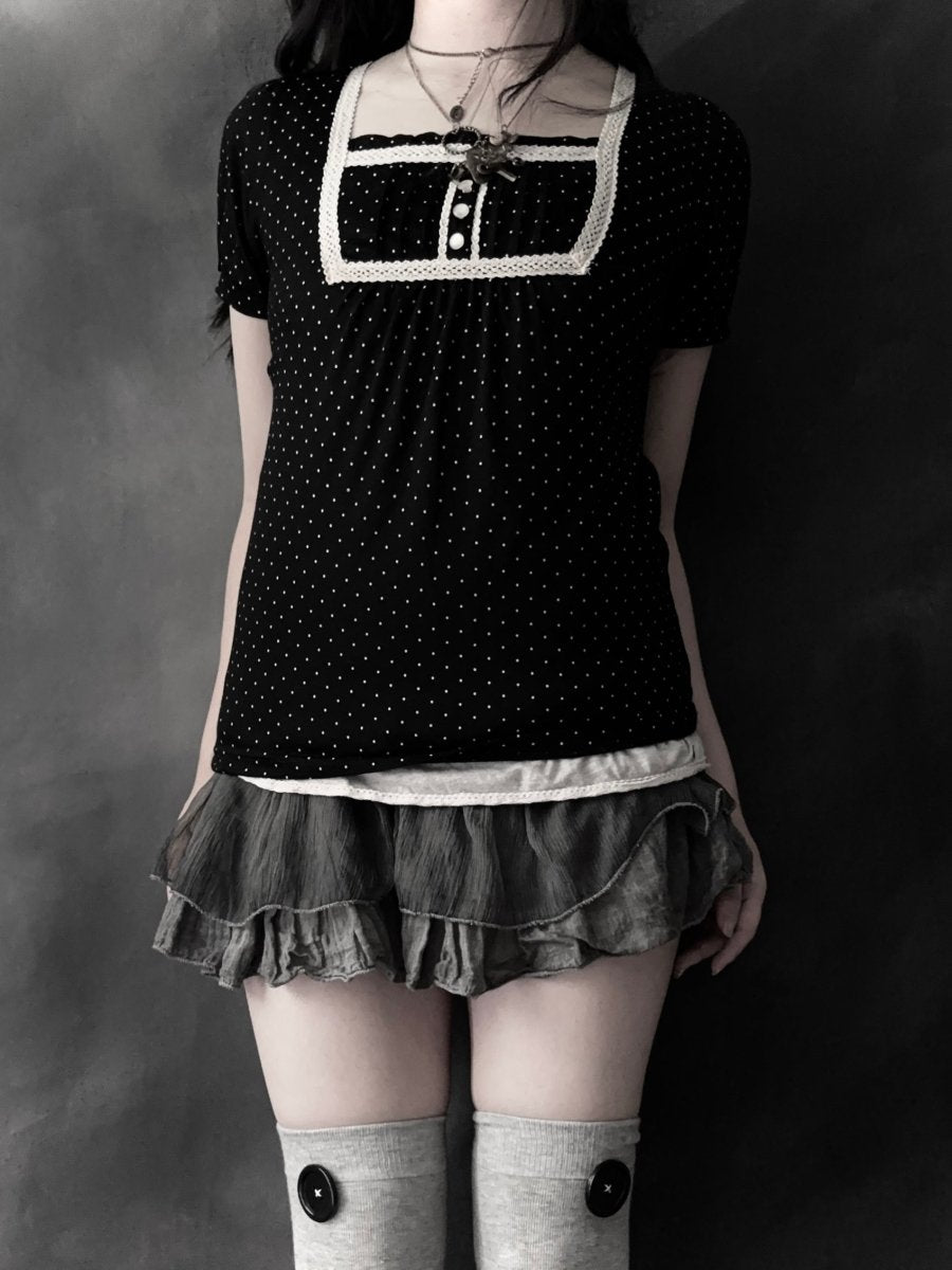 Freckles Polkadot Top - MIDNIGHT FAE