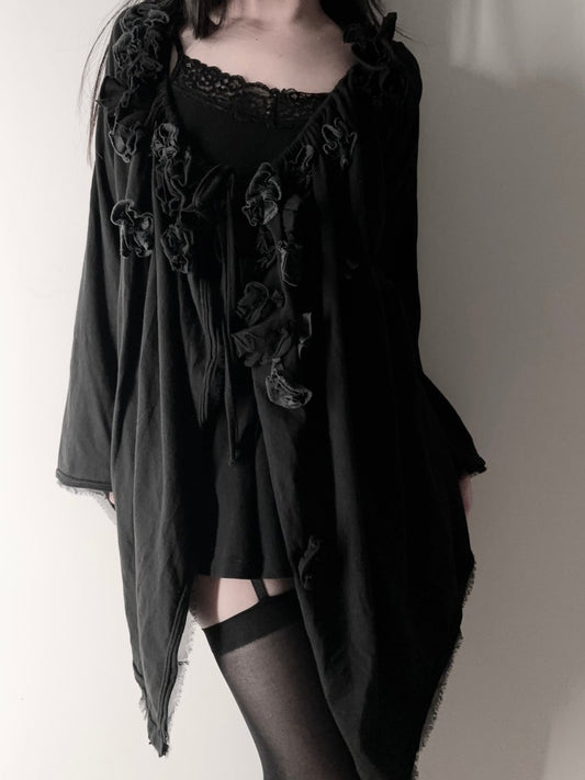 Gardenia Black Cardigan - MIDNIGHT FAE