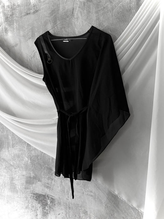 Gauze Asymmetric Tunic - MIDNIGHT FAE