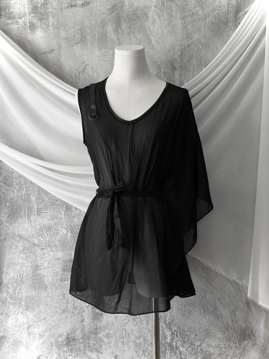 Gauze Asymmetric Tunic - MIDNIGHT FAE