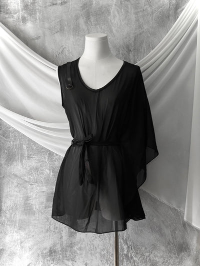 Gauze Asymmetric Tunic - MIDNIGHT FAE