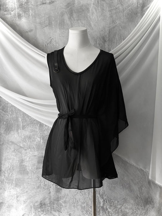 Gauze Asymmetric Tunic - MIDNIGHT FAE