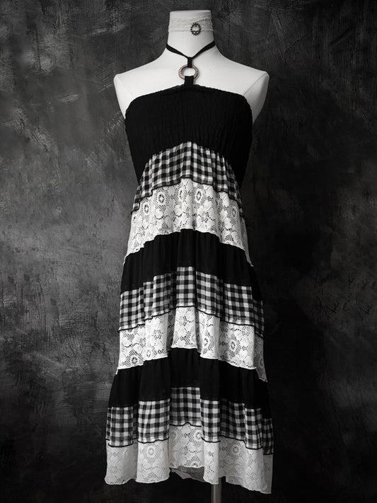 Gingham Halter Dress - MIDNIGHT FAE
