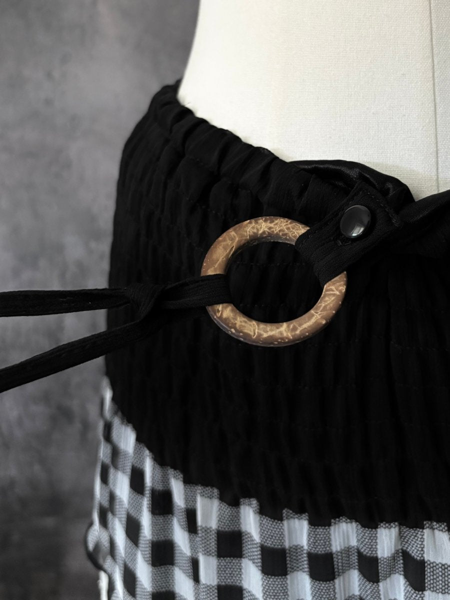 Gingham Halter Dress - MIDNIGHT FAE