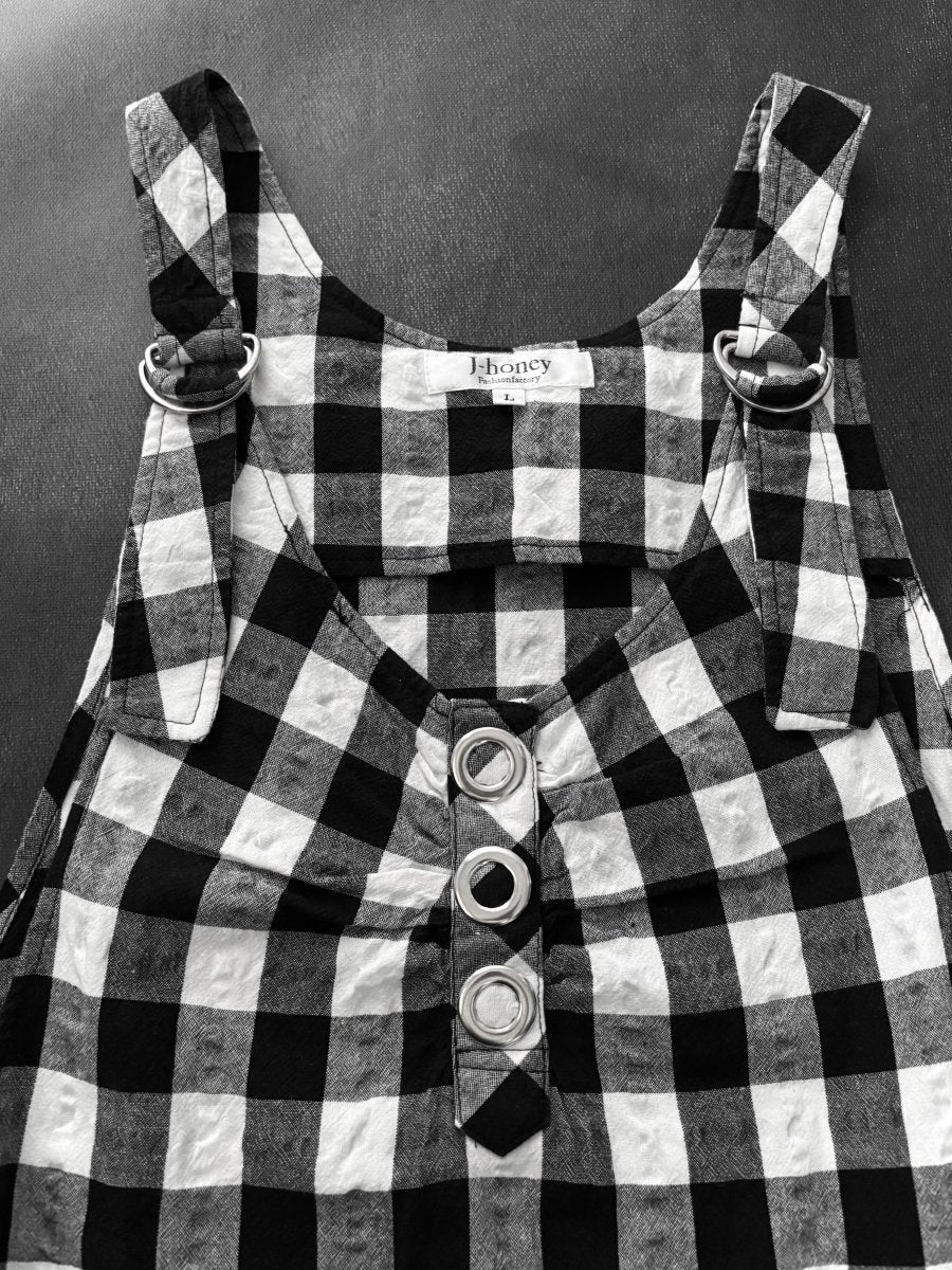 Gingham Plaid Overalls - MIDNIGHT FAE