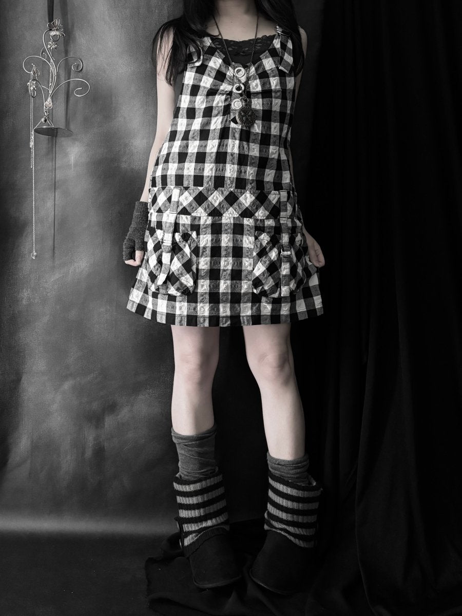 Gingham Plaid Overalls - MIDNIGHT FAE