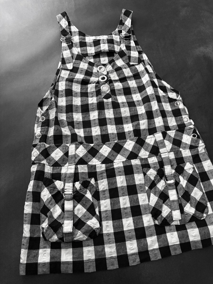 Gingham Plaid Overalls - MIDNIGHT FAE