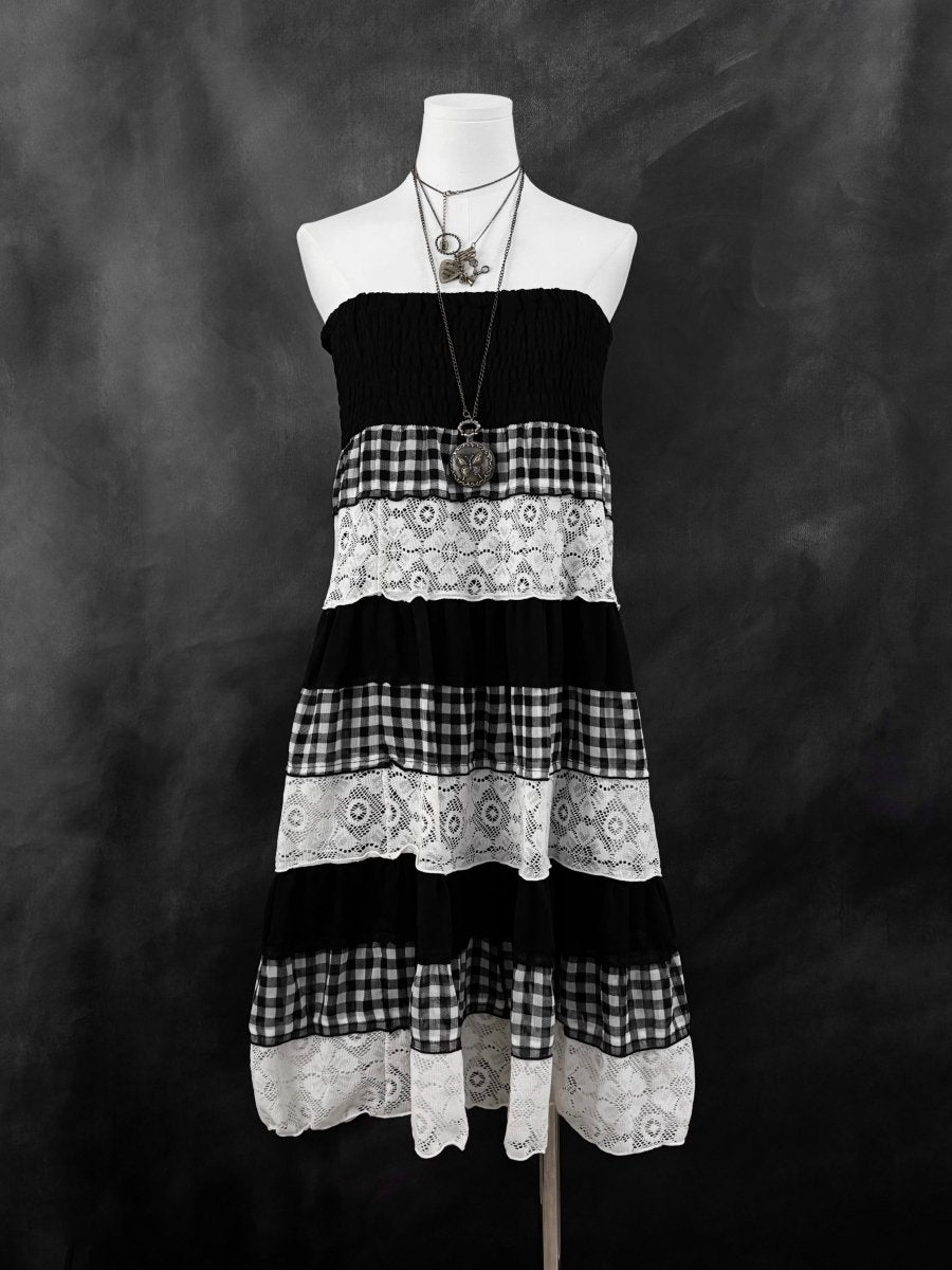Gingham Skirt Dress - MIDNIGHT FAE