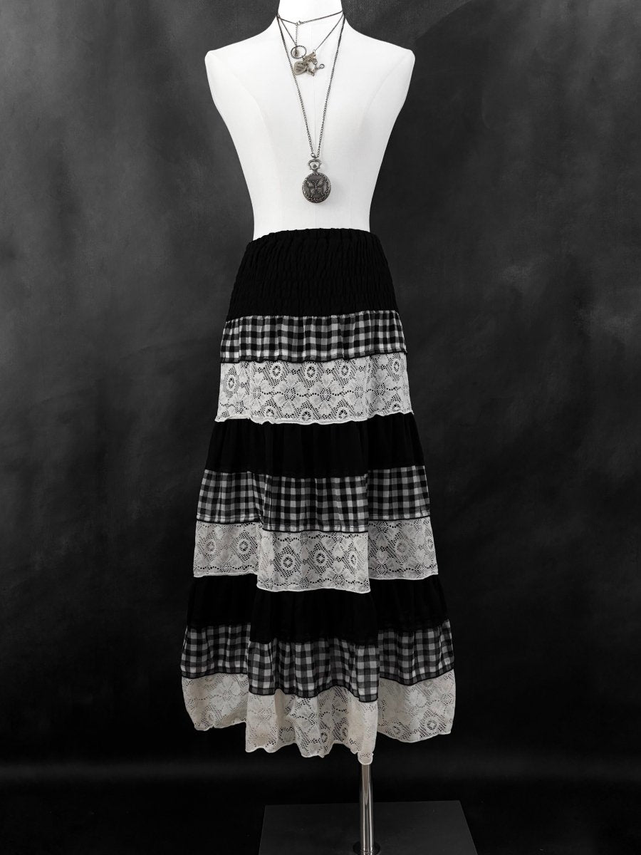 Gingham Skirt Dress - MIDNIGHT FAE