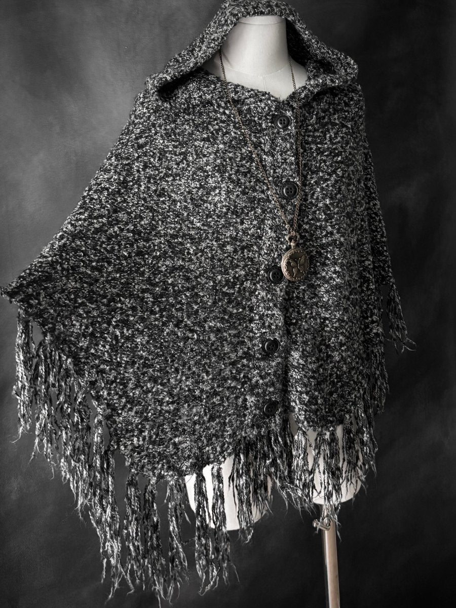 Glacier Grey Poncho - MIDNIGHT FAE