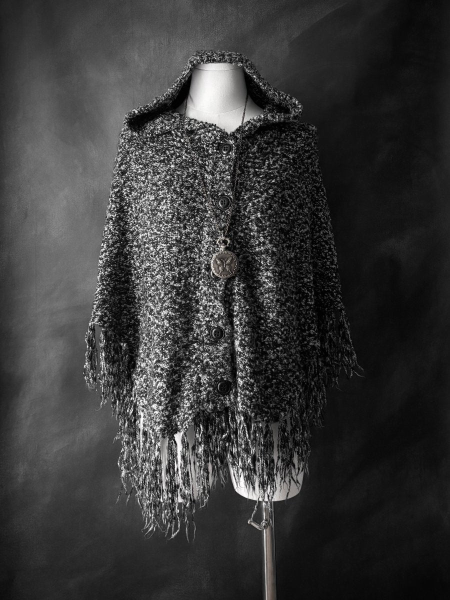 Glacier Grey Poncho - MIDNIGHT FAE