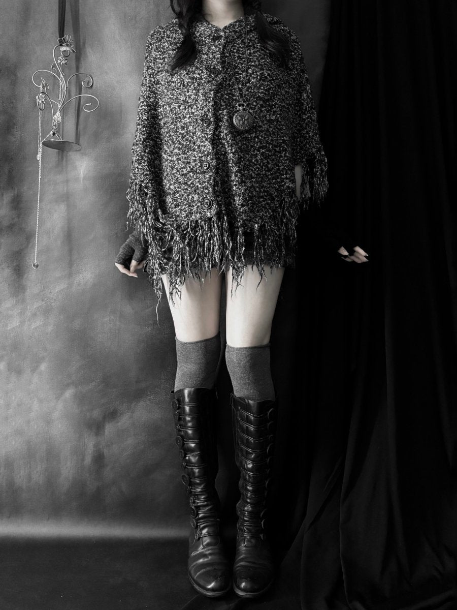 Glacier Grey Poncho - MIDNIGHT FAE