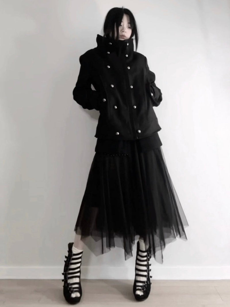 Glamour Zip Up Coat - MIDNIGHT FAE