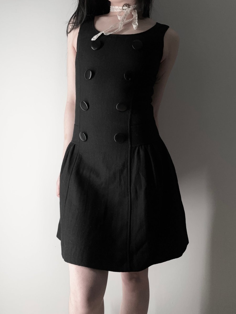 Gothic Button Fitted Dress - MIDNIGHT FAE
