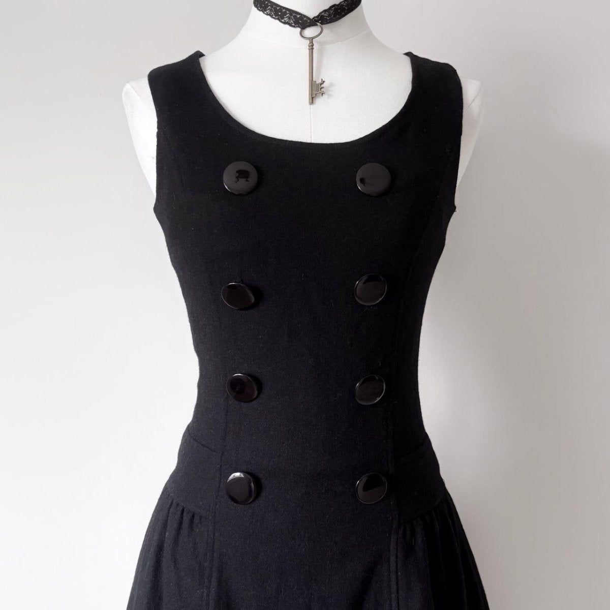 Gothic Button Fitted Dress - MIDNIGHT FAE