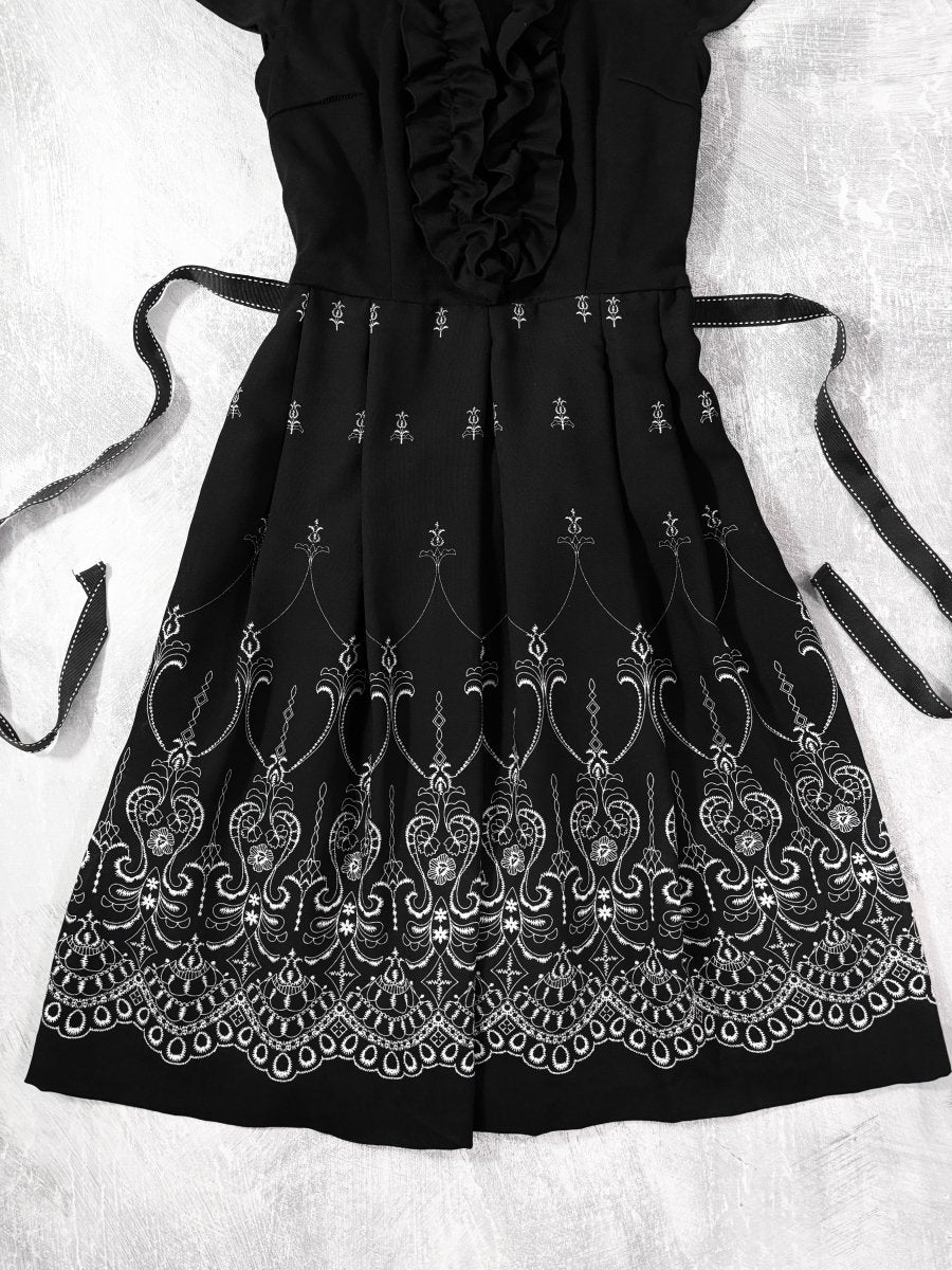 Gothic Ruffle Midi Dress - MIDNIGHT FAE