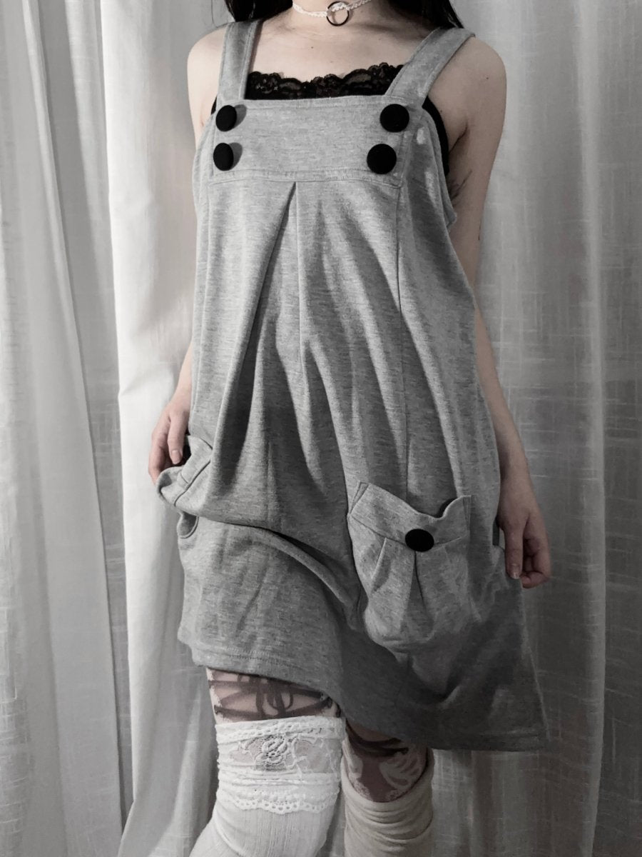 Grey Pocket Dress - MIDNIGHT FAE