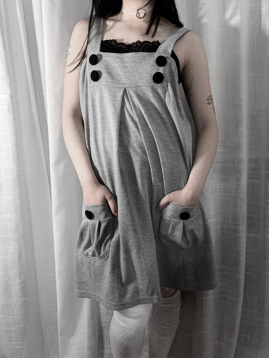 Grey Pocket Dress - MIDNIGHT FAE