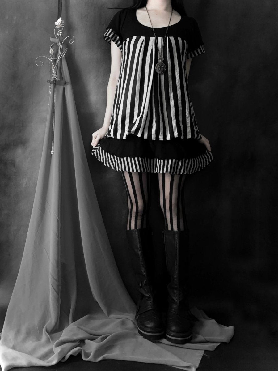 Guizot Striped Dress - MIDNIGHT FAE
