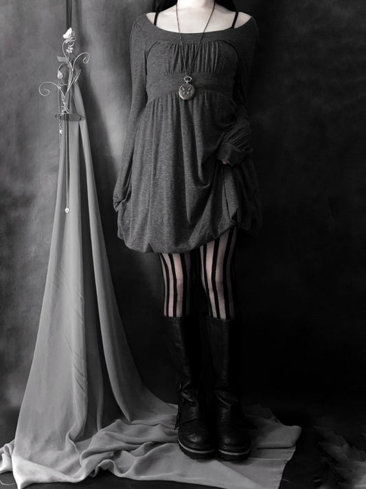 Halcyon Babydoll Dress - MIDNIGHT FAE