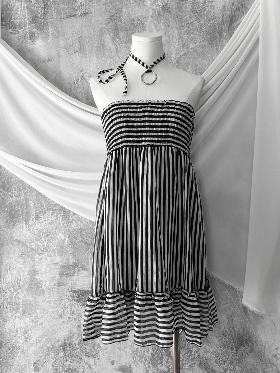 Halter Striped Dress - MIDNIGHT FAE