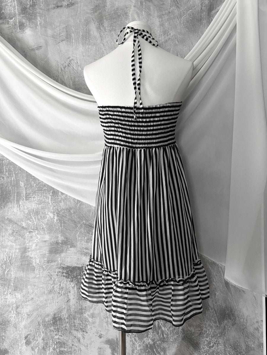 Halter Striped Dress - MIDNIGHT FAE
