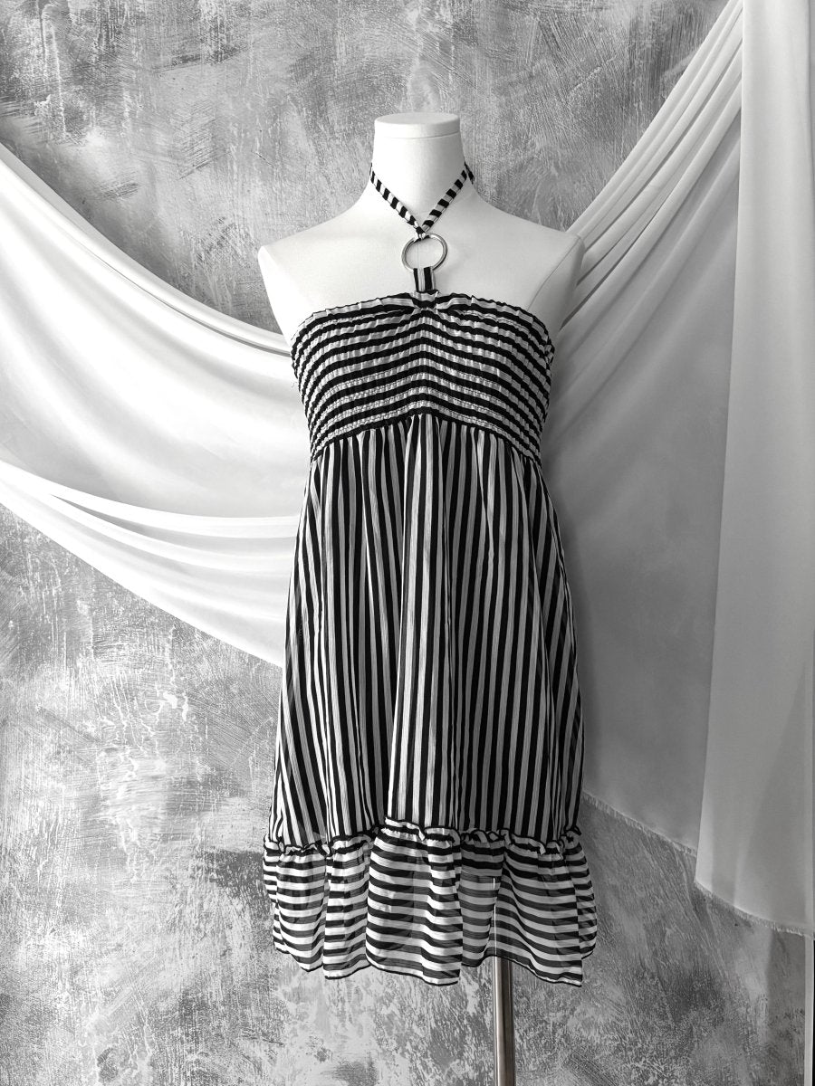 Halter Striped Dress - MIDNIGHT FAE