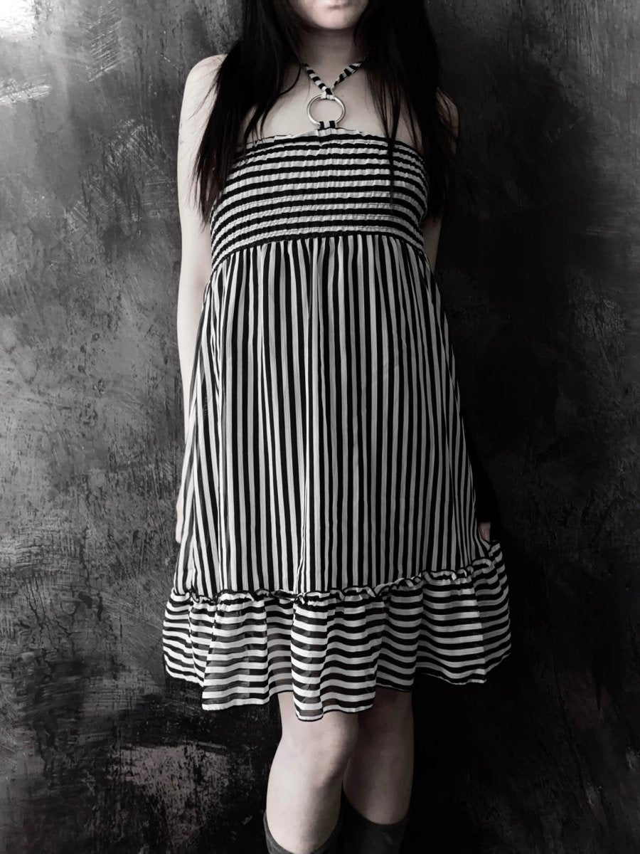 Halter Striped Dress - MIDNIGHT FAE