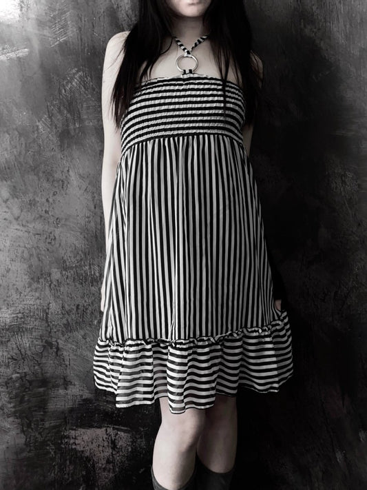 Halter Striped Dress - MIDNIGHT FAE