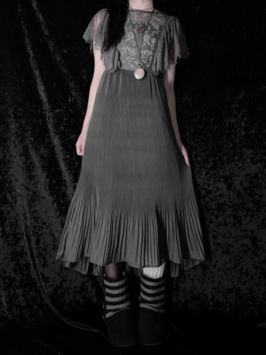 Haunting Pleated Dress - MIDNIGHT FAE