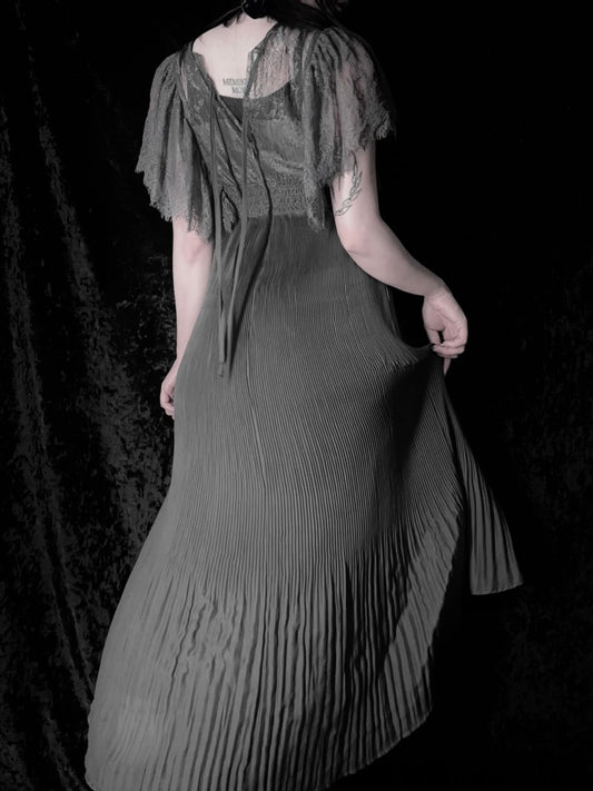 Haunting Pleated Dress - MIDNIGHT FAE