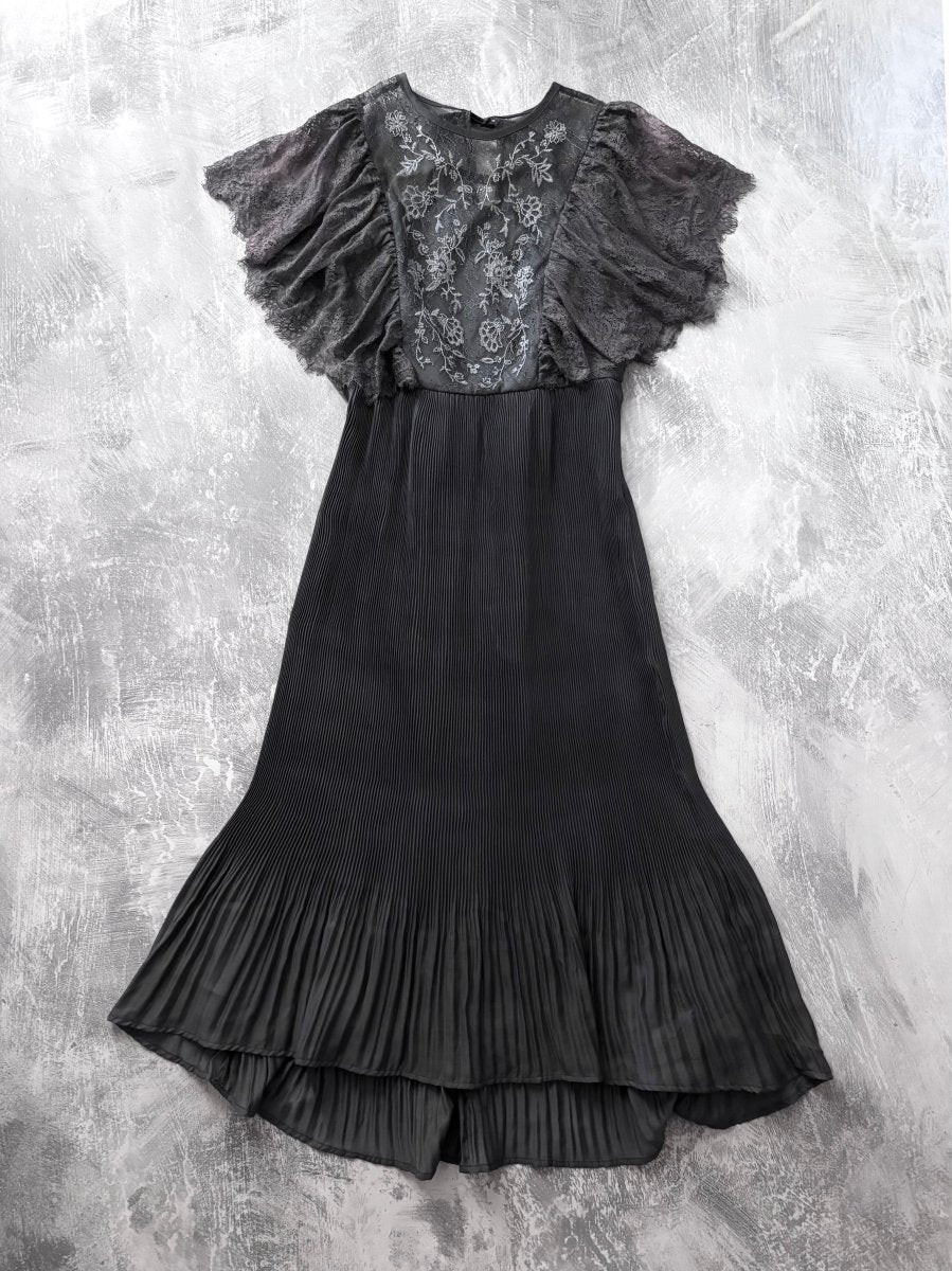 Haunting Pleated Dress - MIDNIGHT FAE