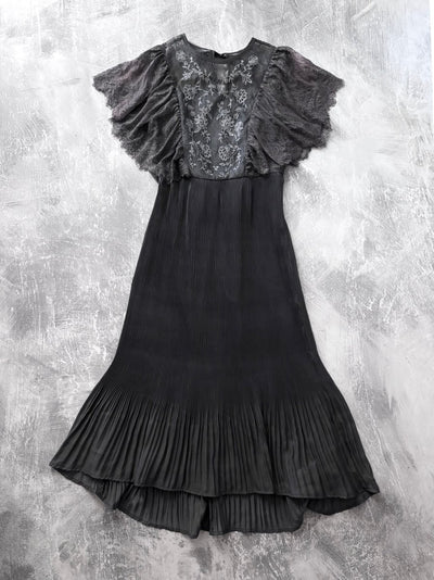 Haunting Pleated Dress - MIDNIGHT FAE