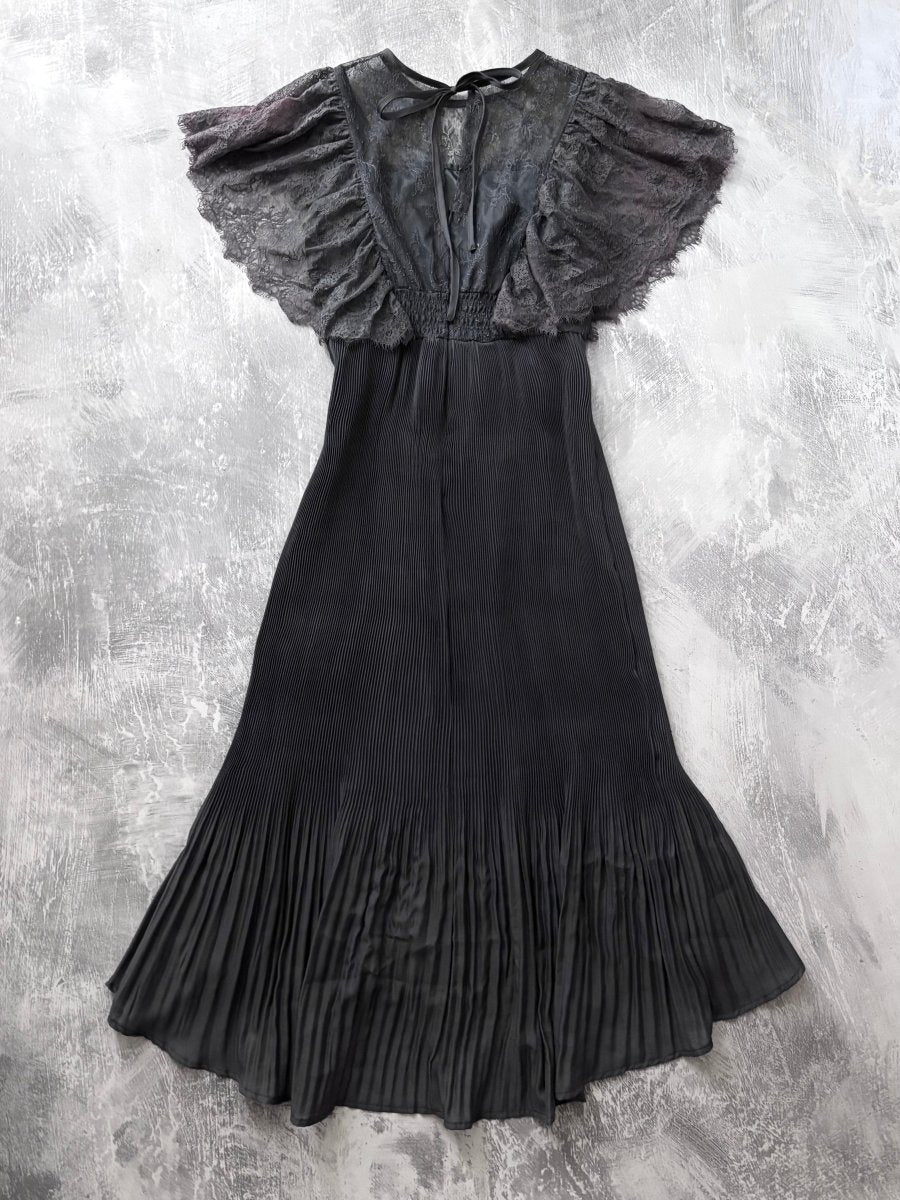 Haunting Pleated Dress - MIDNIGHT FAE