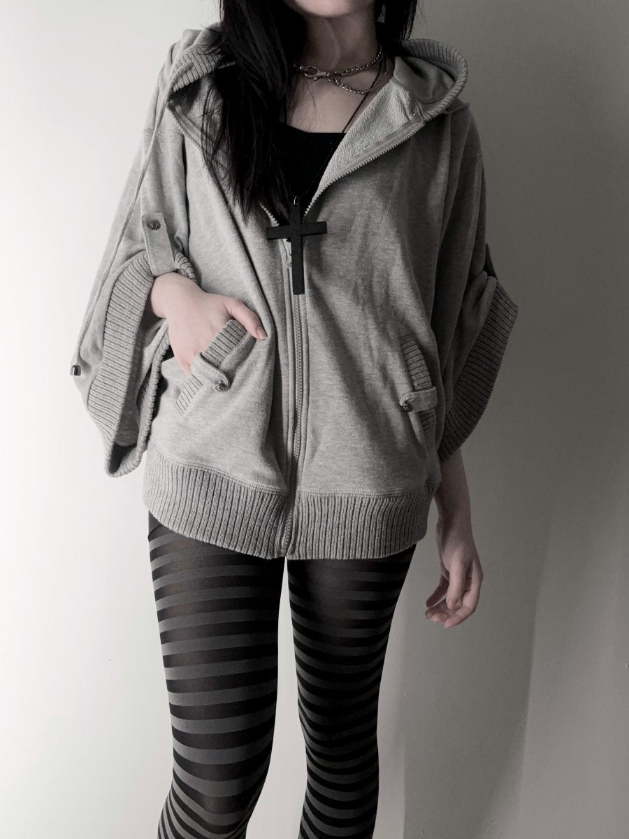 Image Zip Up Poncho Jacket - MIDNIGHT FAE